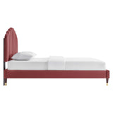 Modway Furniture Daisy Performance Velvet Queen Platform Bed XRXT Dusty Rose MOD-6288-DUS