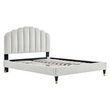 Modway Furniture Daisy Performance Velvet Queen Platform Bed XRXT Light Gray MOD-6288-LGR