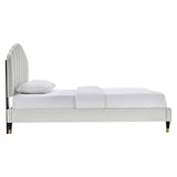 Modway Furniture Daisy Performance Velvet Queen Platform Bed XRXT Light Gray MOD-6288-LGR