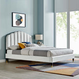 Modway Furniture Daisy Performance Velvet Queen Platform Bed XRXT Light Gray MOD-6288-LGR