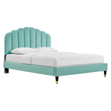 Modway Furniture Daisy Performance Velvet Queen Platform Bed XRXT Mint MOD-6288-MIN