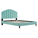 Modway Furniture Daisy Performance Velvet Queen Platform Bed XRXT Mint MOD-6288-MIN