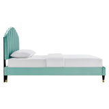 Modway Furniture Daisy Performance Velvet Queen Platform Bed XRXT Mint MOD-6288-MIN