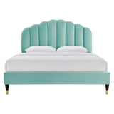 Modway Furniture Daisy Performance Velvet Queen Platform Bed XRXT Mint MOD-6288-MIN