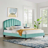 Modway Furniture Daisy Performance Velvet Queen Platform Bed XRXT Mint MOD-6288-MIN