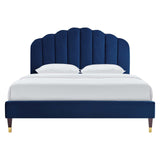 Modway Furniture Daisy Performance Velvet Queen Platform Bed XRXT Navy MOD-6288-NAV