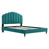 Modway Furniture Daisy Performance Velvet Queen Platform Bed XRXT Teal MOD-6288-TEA