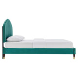 Modway Furniture Daisy Performance Velvet Queen Platform Bed XRXT Teal MOD-6288-TEA