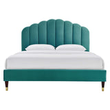 Modway Furniture Daisy Performance Velvet Queen Platform Bed XRXT Teal MOD-6288-TEA