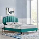 Modway Furniture Daisy Performance Velvet Queen Platform Bed XRXT Teal MOD-6288-TEA