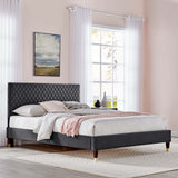 Modway Furniture Garcelle Performance Velvet Queen Platform Bed XRXT Charcoal MOD-6290-CHA