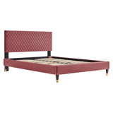 Modway Furniture Garcelle Performance Velvet Queen Platform Bed XRXT Dusty Rose MOD-6290-DUS