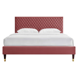 Modway Furniture Garcelle Performance Velvet Queen Platform Bed XRXT Dusty Rose MOD-6290-DUS