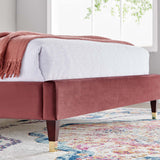 Modway Furniture Garcelle Performance Velvet Queen Platform Bed XRXT Dusty Rose MOD-6290-DUS