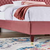 Modway Furniture Garcelle Performance Velvet Queen Platform Bed XRXT Dusty Rose MOD-6290-DUS