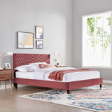 Modway Furniture Garcelle Performance Velvet Queen Platform Bed XRXT Dusty Rose MOD-6290-DUS