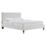 Modway Furniture Garcelle Performance Velvet Queen Platform Bed XRXT Light Gray MOD-6290-LGR