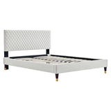 Modway Furniture Garcelle Performance Velvet Queen Platform Bed XRXT Light Gray MOD-6290-LGR