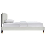 Modway Furniture Garcelle Performance Velvet Queen Platform Bed XRXT Light Gray MOD-6290-LGR