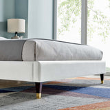 Modway Furniture Garcelle Performance Velvet Queen Platform Bed XRXT Light Gray MOD-6290-LGR