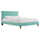 Modway Furniture Garcelle Performance Velvet Queen Platform Bed XRXT Mint MOD-6290-MIN