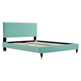 Modway Furniture Garcelle Performance Velvet Queen Platform Bed XRXT Mint MOD-6290-MIN