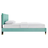 Modway Furniture Garcelle Performance Velvet Queen Platform Bed XRXT Mint MOD-6290-MIN