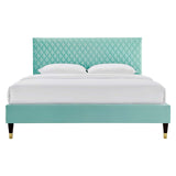 Modway Furniture Garcelle Performance Velvet Queen Platform Bed XRXT Mint MOD-6290-MIN