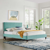 Modway Furniture Garcelle Performance Velvet Queen Platform Bed XRXT Mint MOD-6290-MIN