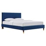 Modway Furniture Garcelle Performance Velvet Queen Platform Bed XRXT Navy MOD-6290-NAV