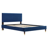 Modway Furniture Garcelle Performance Velvet Queen Platform Bed XRXT Navy MOD-6290-NAV