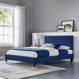 Modway Furniture Garcelle Performance Velvet Queen Platform Bed XRXT Navy MOD-6290-NAV