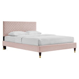 Modway Furniture Garcelle Performance Velvet Queen Platform Bed XRXT Pink MOD-6290-PNK