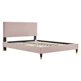 Modway Furniture Garcelle Performance Velvet Queen Platform Bed XRXT Pink MOD-6290-PNK