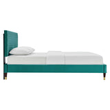 Modway Furniture Garcelle Performance Velvet Queen Platform Bed XRXT Teal MOD-6290-TEA