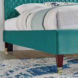 Modway Furniture Garcelle Performance Velvet Queen Platform Bed XRXT Teal MOD-6290-TEA