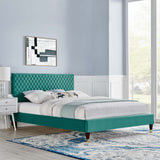 Modway Furniture Garcelle Performance Velvet Queen Platform Bed XRXT Teal MOD-6290-TEA