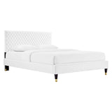 Modway Furniture Garcelle Performance Velvet Queen Platform Bed XRXT White MOD-6290-WHI