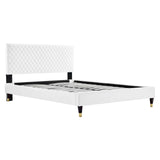 Modway Furniture Garcelle Performance Velvet Queen Platform Bed XRXT White MOD-6290-WHI