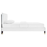 Modway Furniture Garcelle Performance Velvet Queen Platform Bed XRXT White MOD-6290-WHI