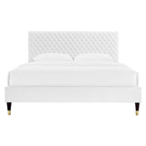 Modway Furniture Garcelle Performance Velvet Queen Platform Bed XRXT White MOD-6290-WHI