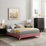 Sutton King Performance Velvet Bed Frame Dusty Rose MOD-6307-DUS