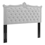 Louisa Tufted Performance Velvet Full/Queen Headboard Light Gray MOD-6324-LGR