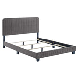 Celine Channel Tufted Performance Velvet Queen Bed Gray MOD-6330-GRY