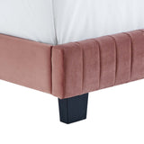 Celine Channel Tufted Performance Velvet King Platform Bed Dusty Rose MOD-6333-DUS