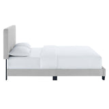 Celine Channel Tufted Performance Velvet King Platform Bed Light Gray MOD-6333-LGR