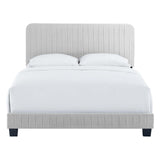 Celine Channel Tufted Performance Velvet King Platform Bed Light Gray MOD-6333-LGR