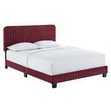 Celine Channel Tufted Performance Velvet King Platform Bed Maroon MOD-6333-MAR