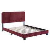 Celine Channel Tufted Performance Velvet King Platform Bed Maroon MOD-6333-MAR