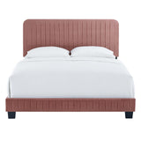 Celine Channel Tufted Performance Velvet Queen Platform Bed Dusty Rose MOD-6334-DUS